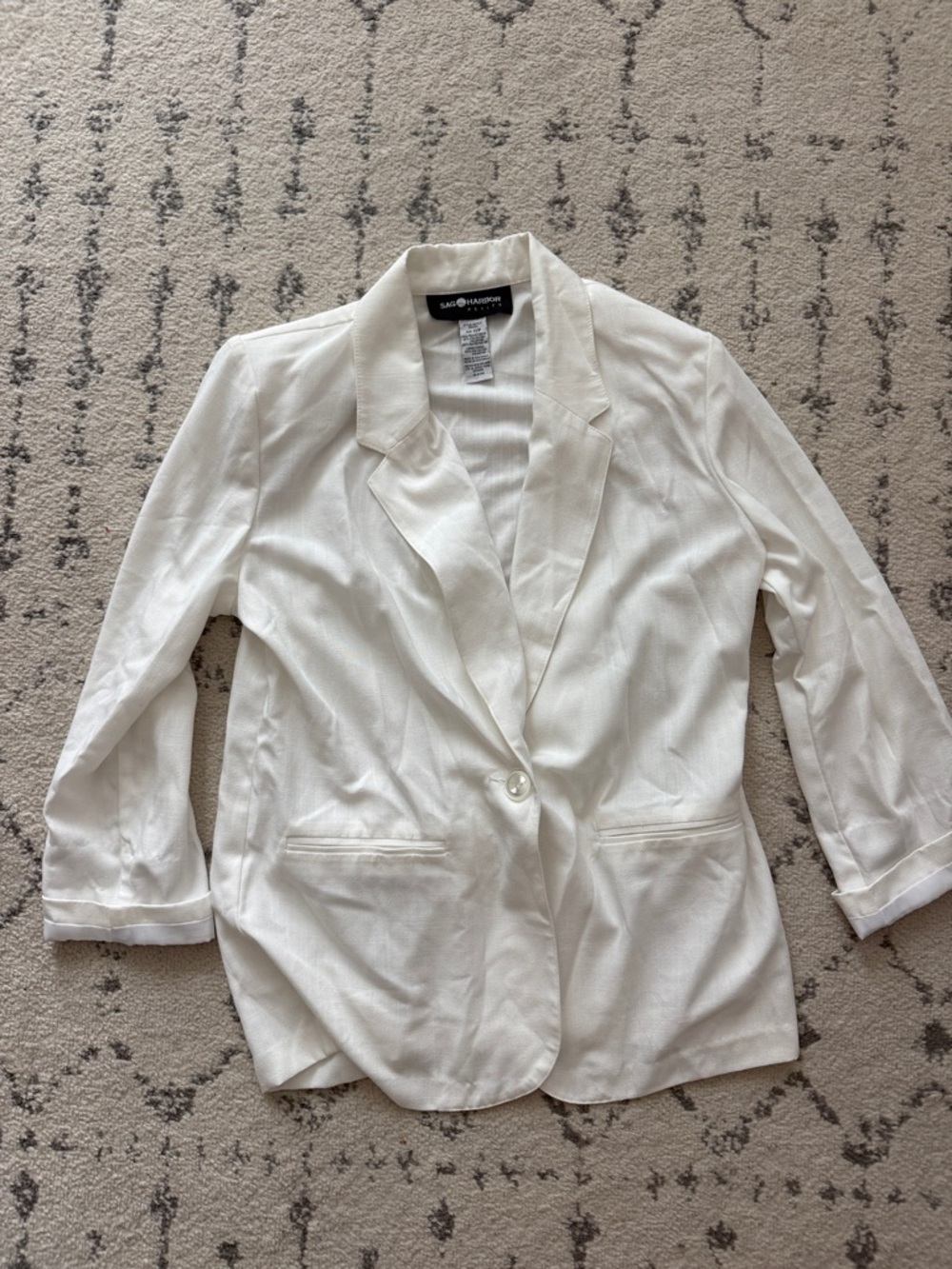Sag Harbor Cream Single-Button Notch Lapel Blazer